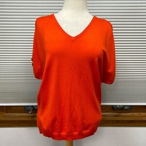 Joseph A NWT Orange Grenadine Cold Shoulder Short Sleeve Lightweight Sweater